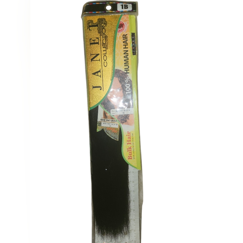 Janet Collection 100% Human Hair New Yaky Bulk 18" Color #1B